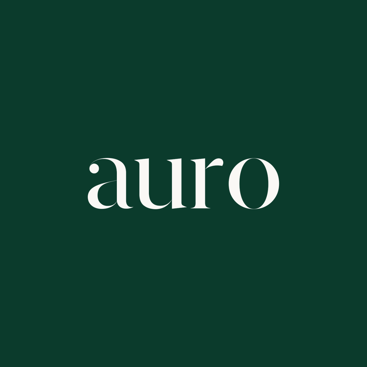 the auro wordmark, cream on forest